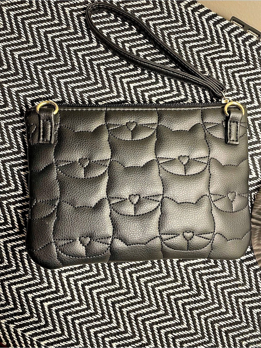 LuvBetsey Quilted Cat wristlet Bag in Black